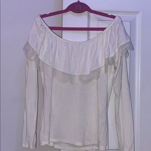 Off the shoulder long sleeve with ruffle